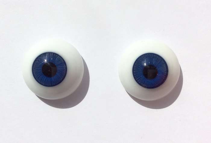 Винтажные стеклянные глаза,синие. 20 мм
