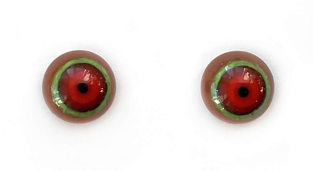 brown with green rim and red iris 6.5 mm